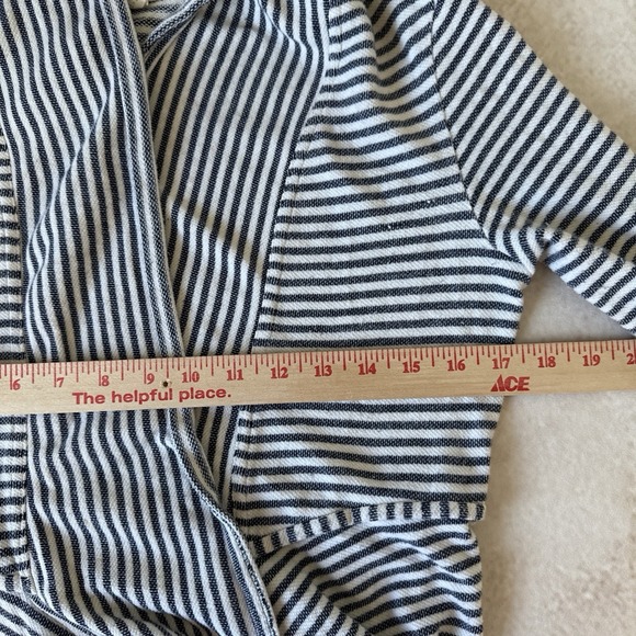 Max Studio Weekend Striped‎ Hooded Cardigan M Beachy Nautical Coastal Boho Wrap - Picture 6 of 7